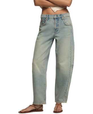 Women's Barrel Leg Mid-Rise Ankle Jeans