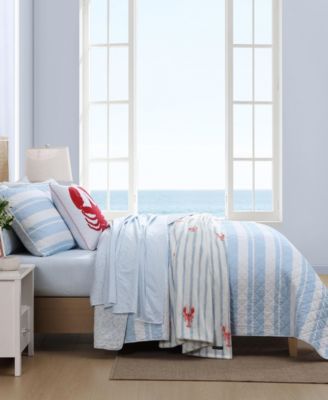 Seafront Stripe Cotton Reversible 3-Pc. Quilt Set, Full/Queen