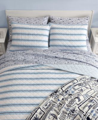 Tim Stripe Cotton Reversible 3-Pc. Quilt Set, King