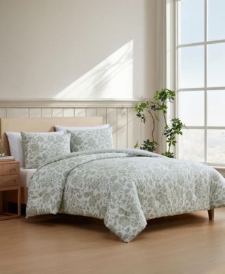 Jacob Bay Floral Cotton Reversible 3-Pc. Comforter Set, Full/Queen