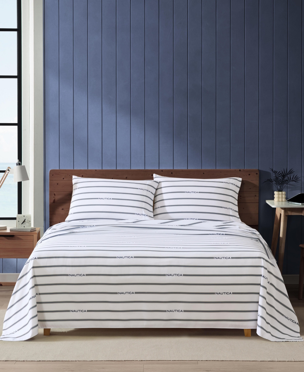 Nautica Inline Printed Microfiber -Pc. Sheet Set