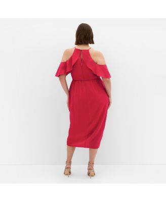 Women's Plus Size Love Siren Ruffle Shoulder Dress