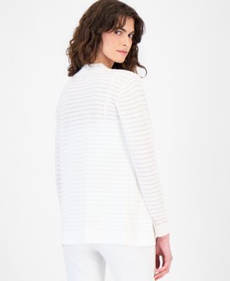 Women's Open-Front Sheer-Stripe Cardigan