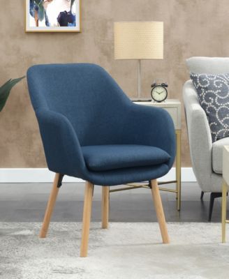 25.25" Blue Faux Linen Charlotte Wingback Accent Armchair