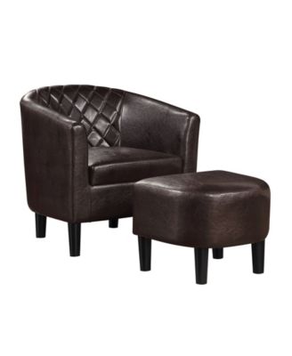 27.75" Faux Leather Roosevelt Accent Chair with Ottoman