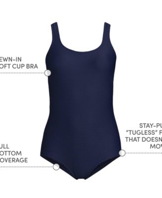 Women's Long Tugless Low Leg Ribbed One Piece Swimsuit