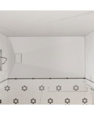 Wheelchair-Friendly Shower Base with Non-Slip Surface, Reversible Drain, SMC Cover and Flashing Kits