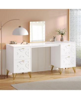 59-Inch Makeup Vanity Desk with 4 Drawers, Dressing Table with Storage (Without Mirror)