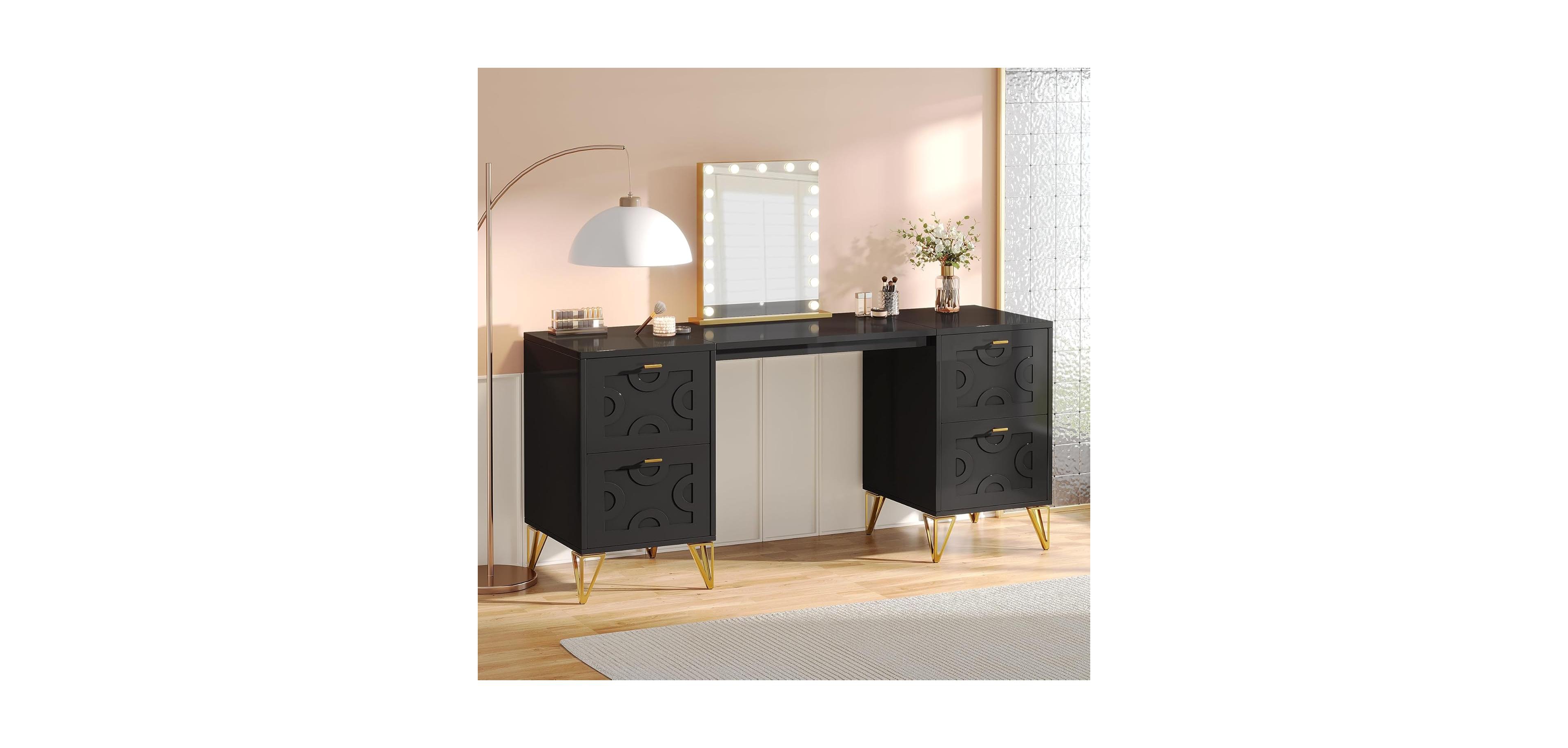 Tribesigns 59-Inch Makeup Vanity Desk with 4 Drawers, Dressing Table with Storage (Without Mirror)