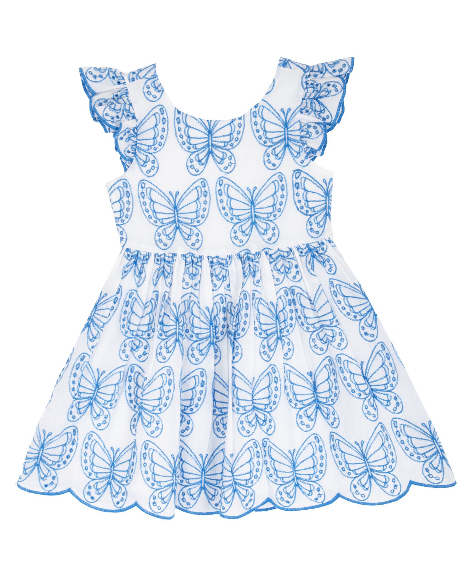 Girls' 2T-6X Eyelet Flutter-Sleeve Dress