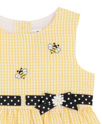 Girls' 2T-6X Yellow Bee Schiffli Seersucker Dress