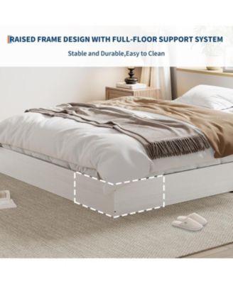 California King Size Solid Wood Platform Bed Frame, Floor-Standing, Modern Minimalist, Sturdy Slats