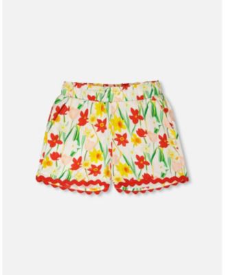Big Girls Viscose Shorts Daffodil Print