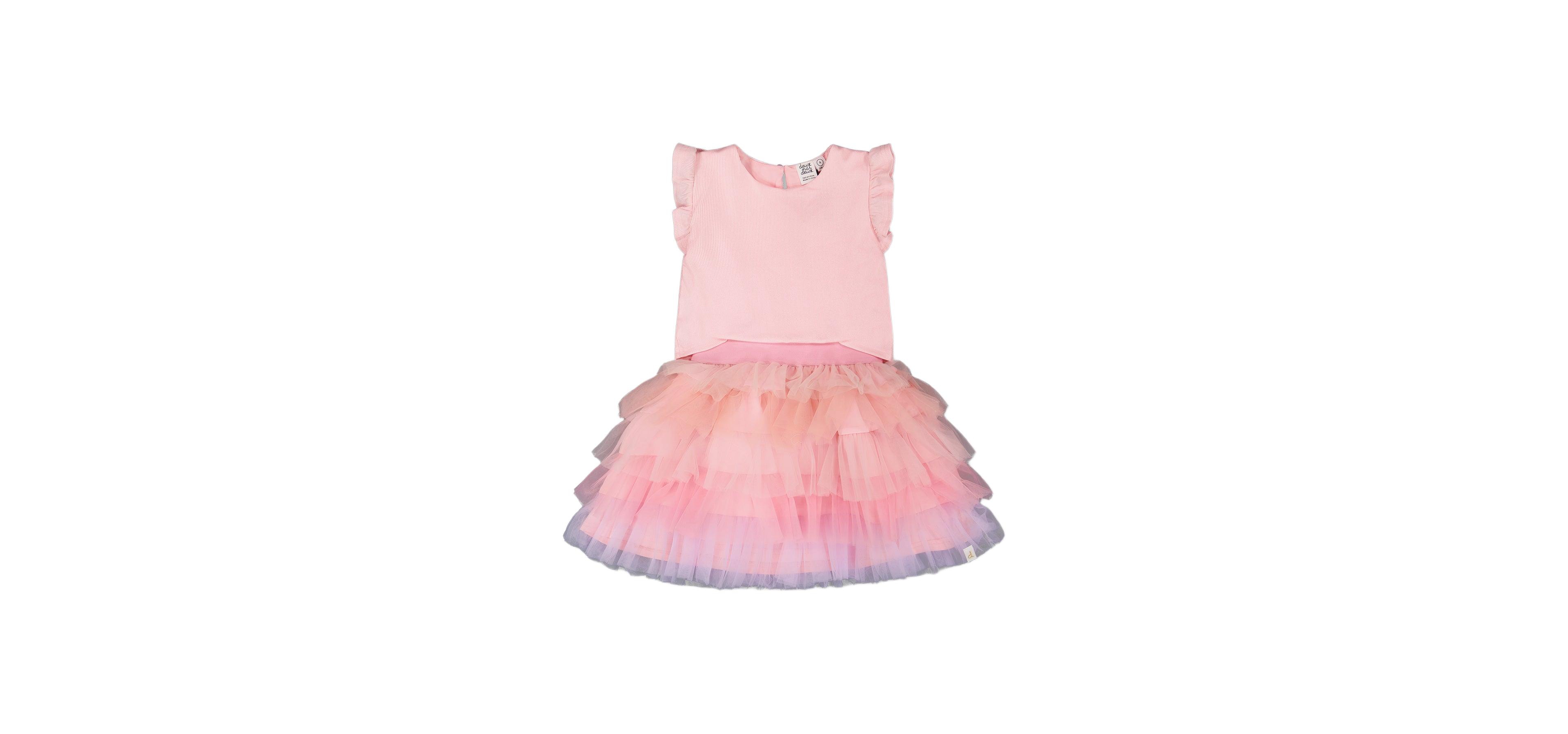 Deux par Deux Big Girls Bi-Material Dress