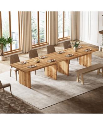 Solid Wood Dining Table for 6, 63 Inches Farmhouse Rectangle Kitchen Dinner Tables for Dining Room, Kitchen, Living Room, Rustic Brown