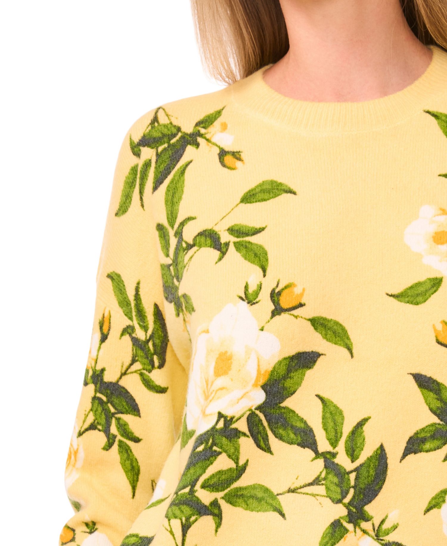 Women's Brushed Floral Long-Sleeve Sweater