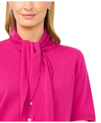 Women's Tie Neck Front Button Cardigan