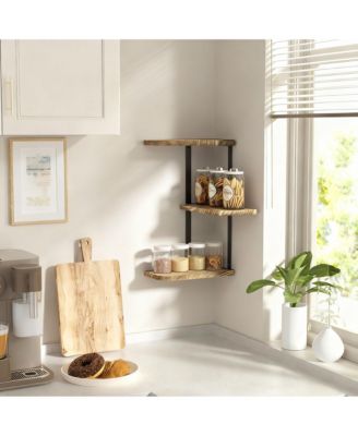 3 Tier Rustic Wood Floating Shelves for Space-saving Decor