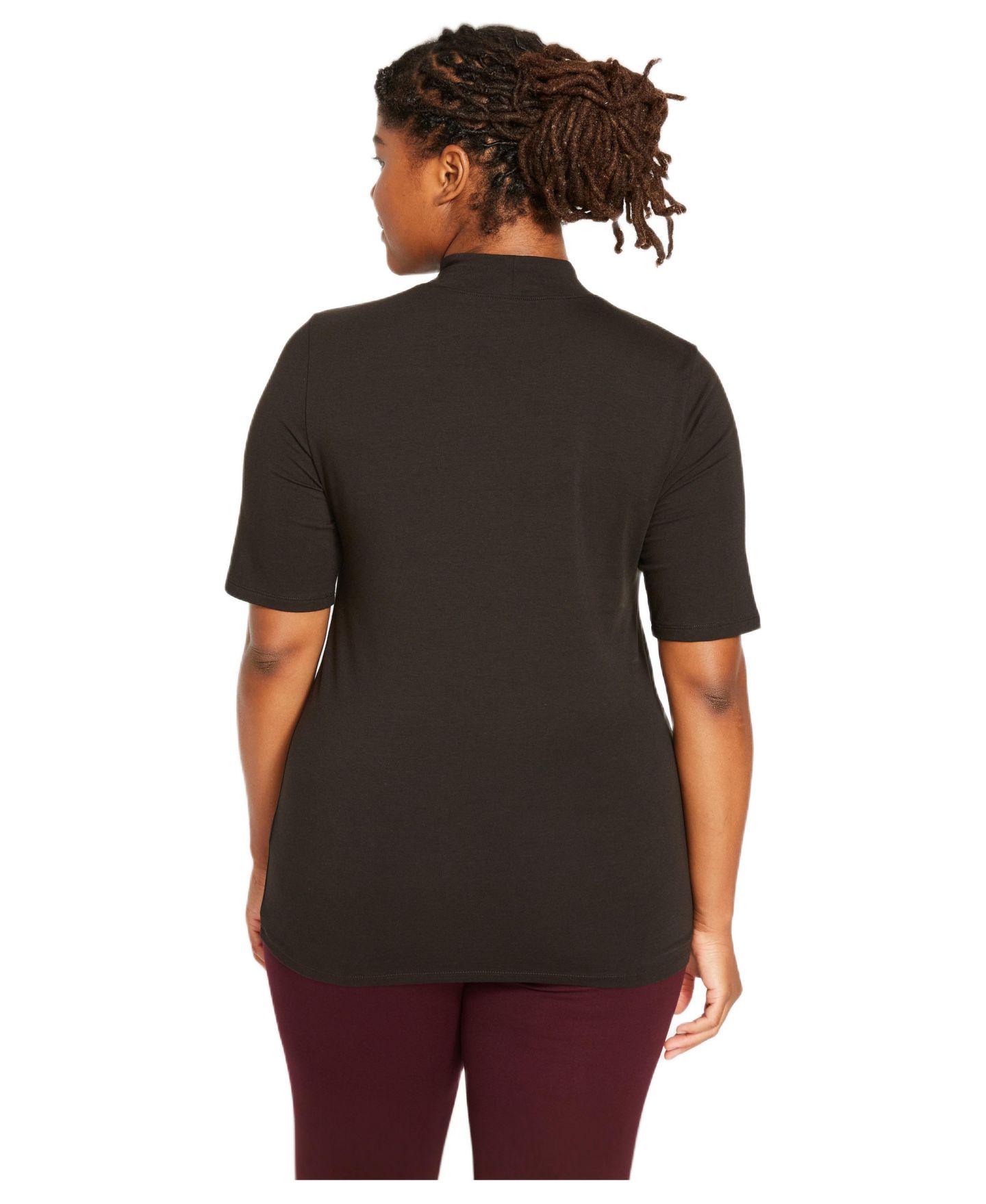 Женская футболка Universal Standard Plus Size Modern Mock Neck, цвет: Чёрный — фото 2
