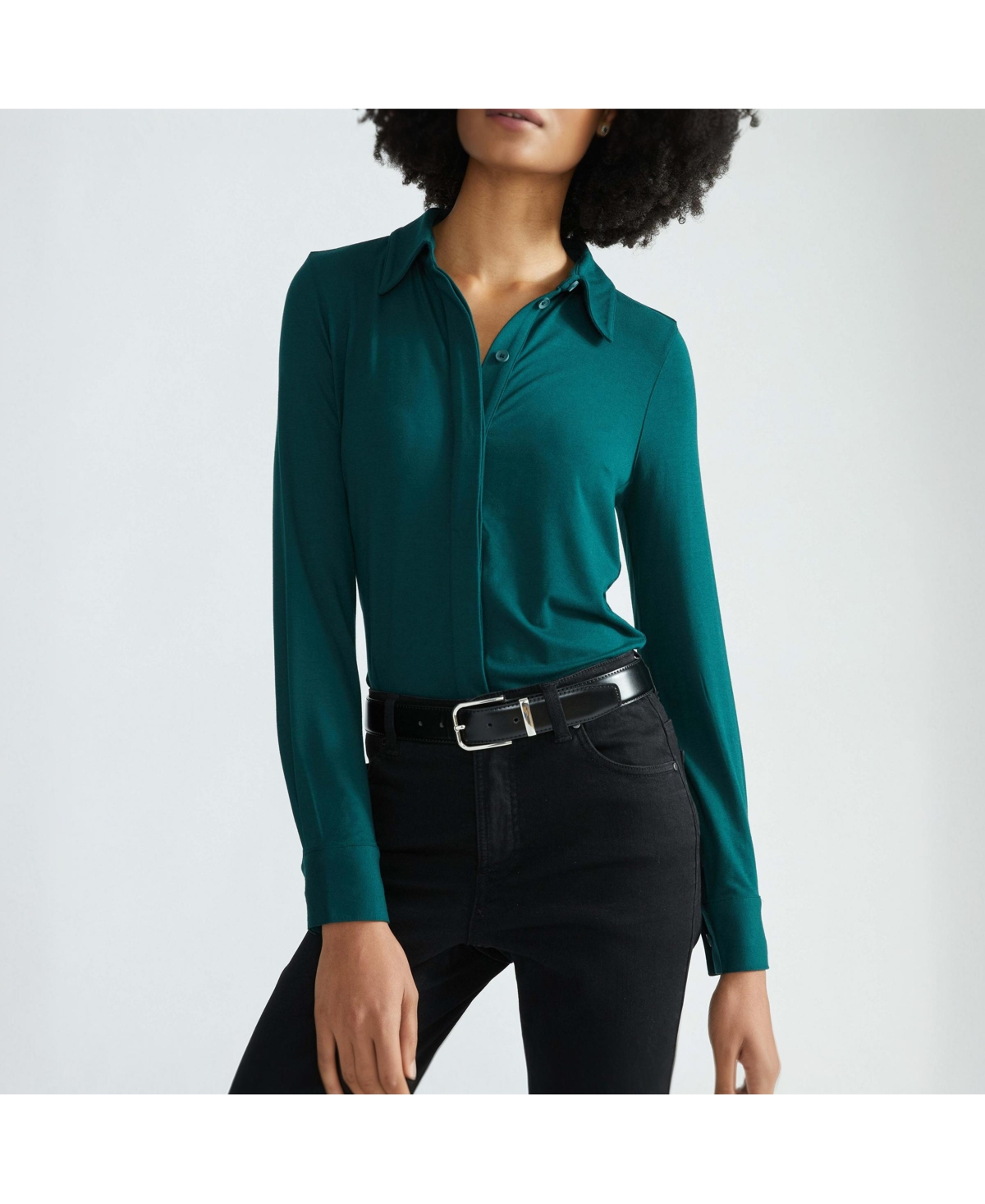 Universal Standard Women's Plus Elbe Liquid Jersey Shirt Classic Fit