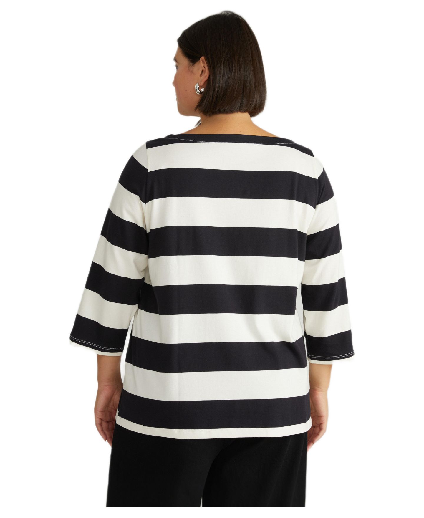 Женская футболка Universal Standard Plus Size Belle Breton Stripe Jersey, цвет: Морской / Белый полосатый — фото 3