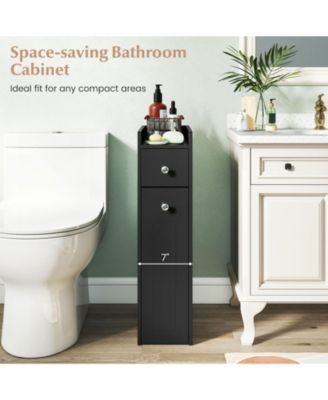 Small 4-Tier Bathroom Storage Cabinet with Slide-Out Drawers and Casters