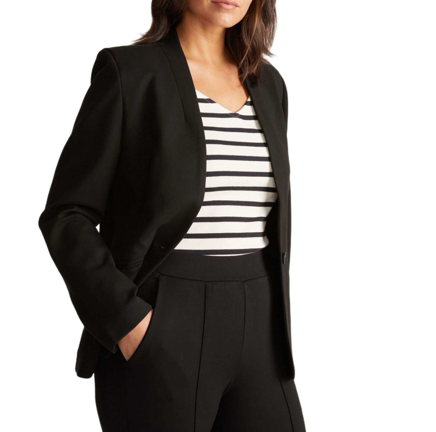 Plus Size Lennox Collarless Ponte Blazer