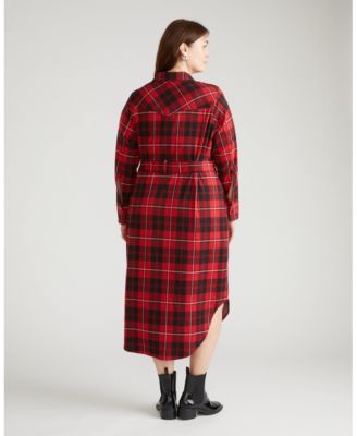 Plus Size Morgan Belted Stretch Flannel Shirtdress