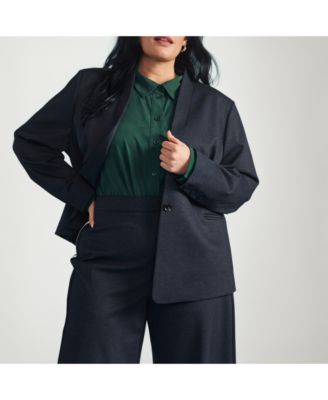 Plus Size Lennox Collarless Ponte Blazer
