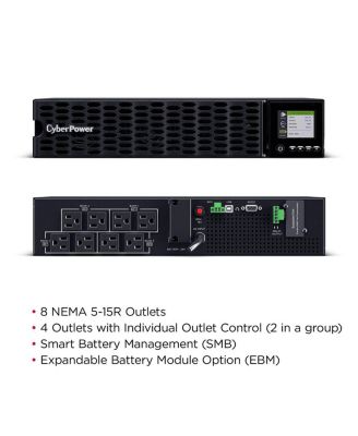 OL750RTHD 750VA/750W Smart App Online Sine Wave LCD Rack/Tower Convertible UPS System, Black