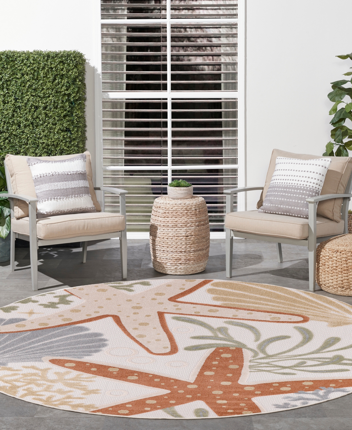 Nourison Home Aloha ALH24 5'3"x5'3" Round Area Rug