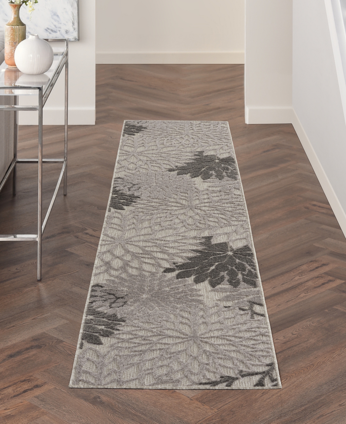 Nourison Home Aloha ALH05 Silver 2'3" x 10' Runner Rug
