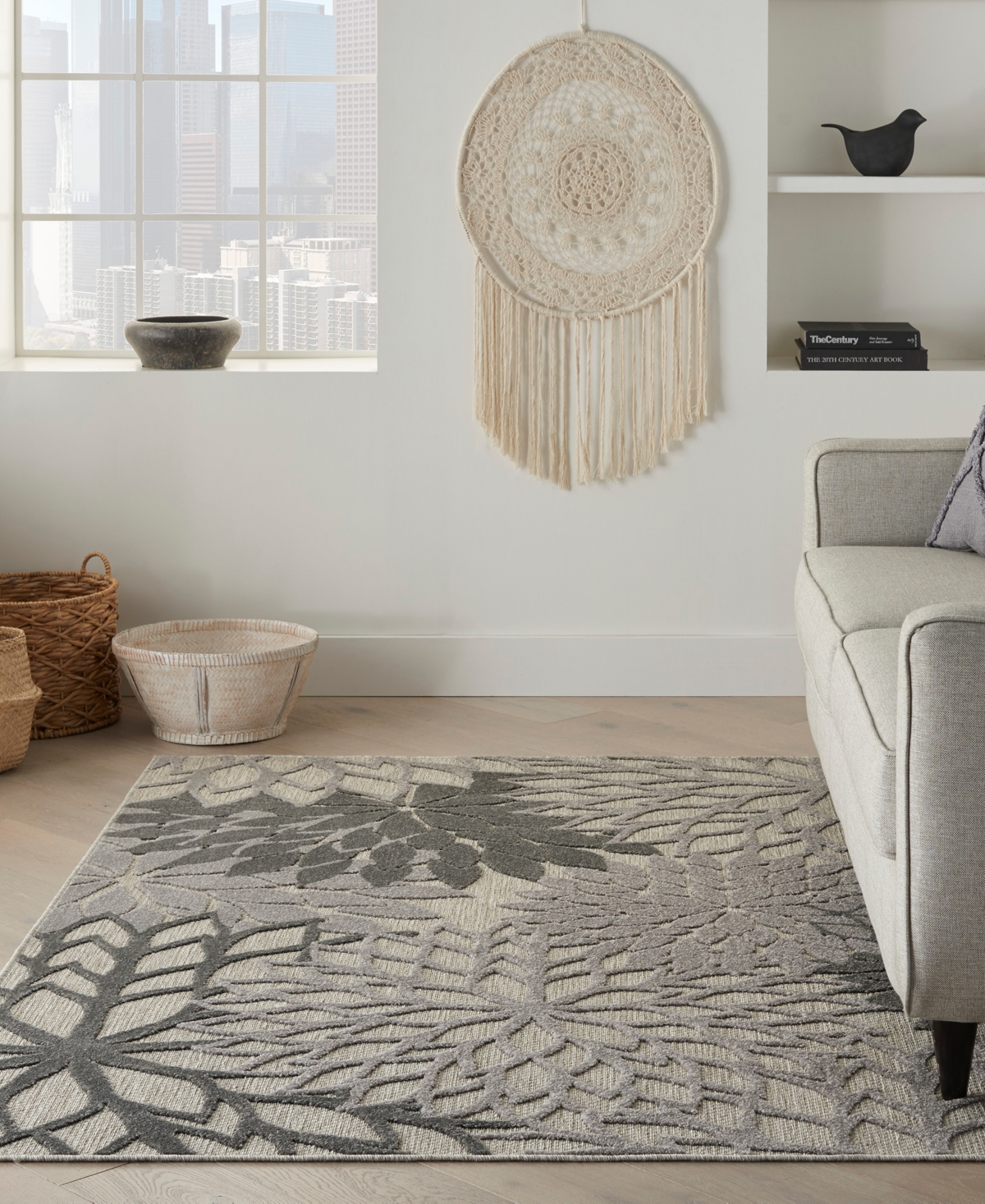 Nourison Home Aloha ALH05 Silver 3'6" x 5'6" Outdoor Area Rug