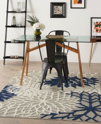 Aloha ALH05 Ivory and Navy 3'6" x 5'6" Outdoor Area Rug