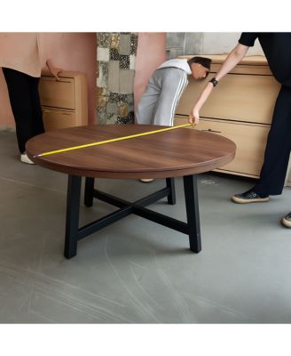 Kitchen Table Round Coffee Table Industrial Brown Center Tablefor Dining Room, Home Office, Living Room