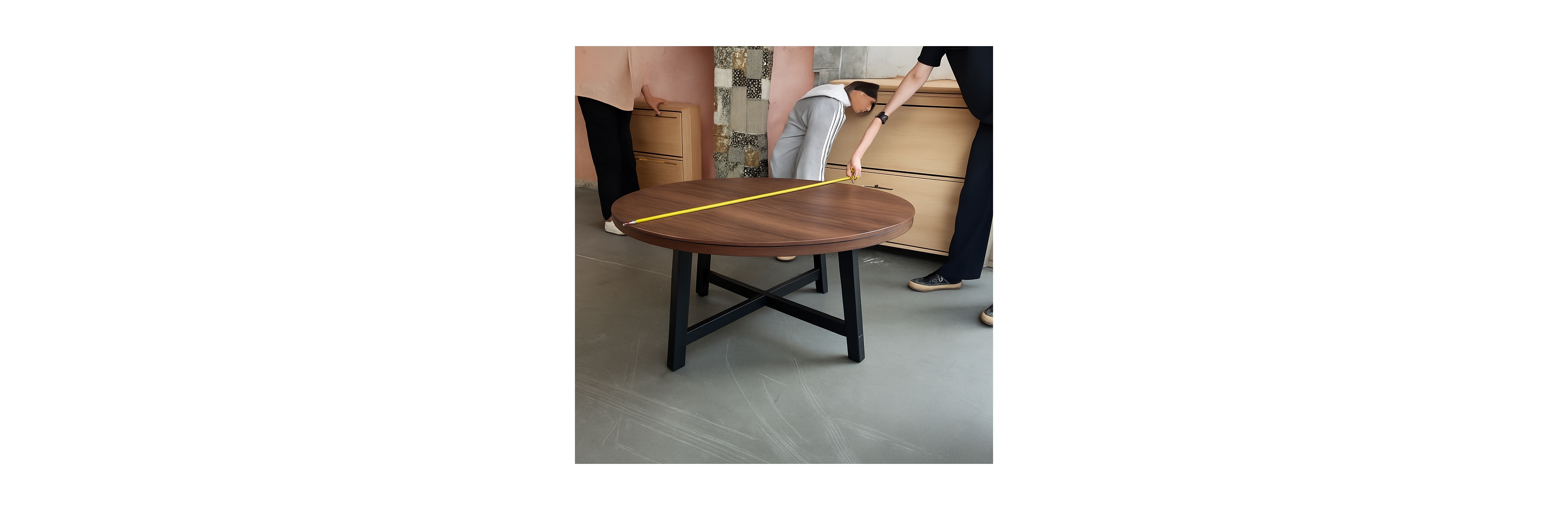 gaomon Kitchen Table Round Coffee Table Industrial Brown Center Tablefor Dining Room, Home Office, Living Room