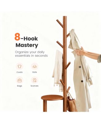 Sturdy 8-Hook Metal Coat Rack with Weighted Base for Entryway, Bedroom