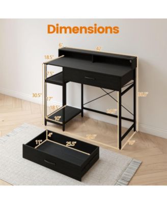 48" Computer Desk with Monitor Stand, Drawer, and Shelves, Home Office Workstation