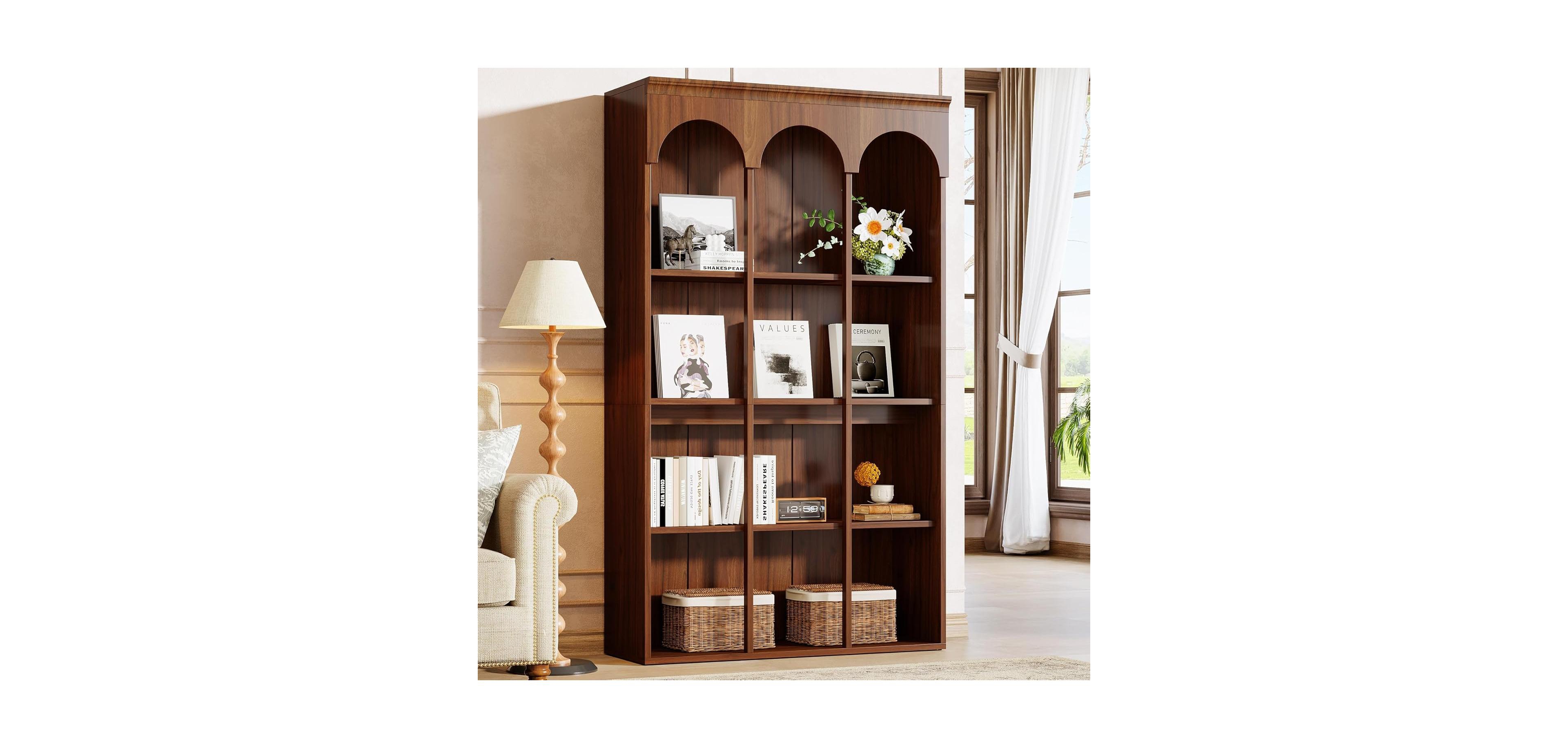 Tribesigns 70.9" Tall Arched Bookshelf, 5-Tier Freestanding Wooden