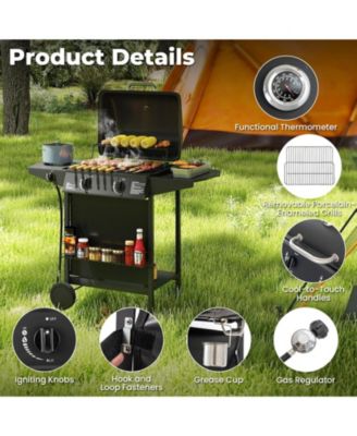 30 000 BTU Outdoor Burner Propane Gas Grill on Wheel