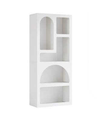 70.87" Tall Geometric Bookcase Set of 2, Arched Bookshelf with 5 Irregular Storage Shelves, Open Art Decor Display Shelf for Living Room
