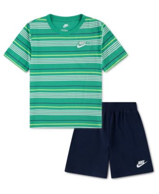 Boys' 4-7 Striped Short-Sleeve T-Shirt and French Terry Shorts, 2-Piece Set