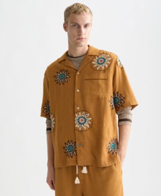 Men's Embroidered Regular-Fit Short-Sleeved Shirt