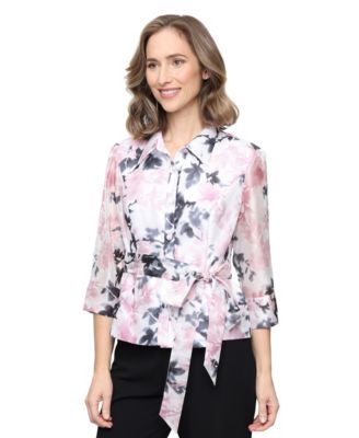 Petite Printed Collared Top