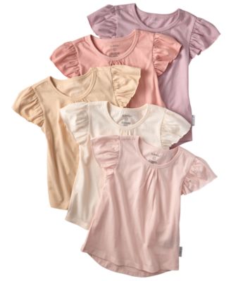 Baby Girls' Ruffle Shoulder Short-Sleeve Tops, 5-Pack