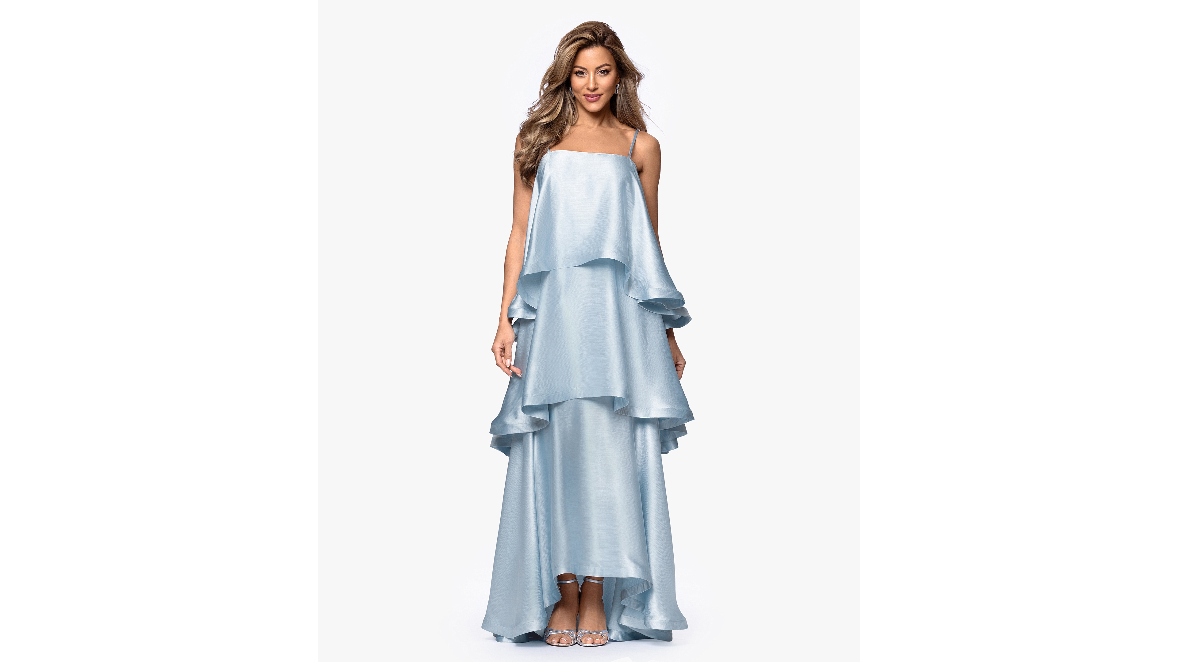 Xscape Women's Square Neck Tiered Maxi Dress