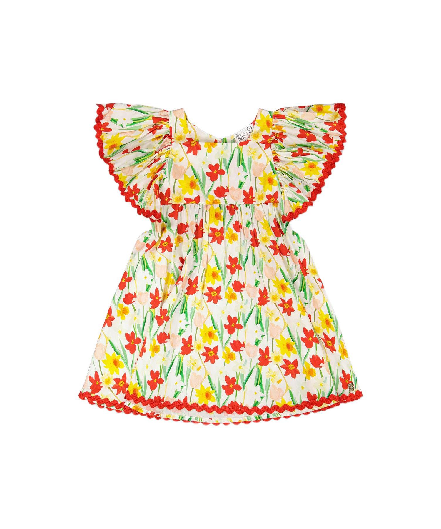 Toddler Girls Viscose Dress Daffodil Print