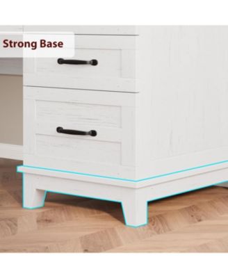 53.5" Farmhouse Executive Desk with File Drawers & Charging Station