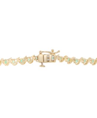 Emerald (2-7/8 ct. t.w.) and Diamond (1/10 ct. t.w.) Bracelet in 10k Yellow Gold