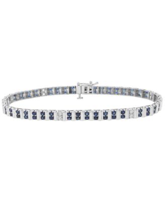 Sapphire (2-1/2 ct. t.w.) and Diamond (1/10 ct. t.w.) Bracelet in 10k White Gold